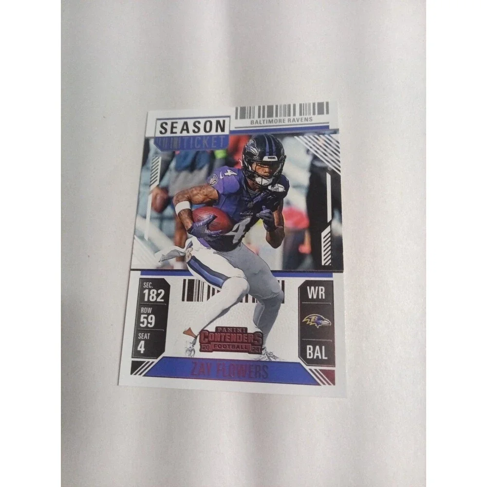 Zay Flowers 2024 Panini Contenders Football #8 Season Ticket Baltimore Ravens